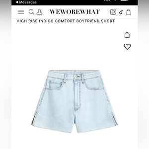 WEWOREWHAT - High Rise Indigo Comfort Boyfriend Short
